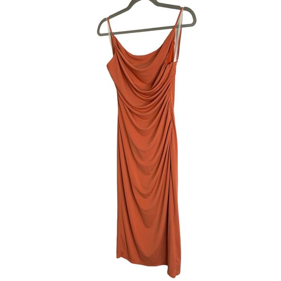 Katie May Lenny Midi Dress Backless Draped Neck Jersey Sleeveless Rust Stretch L - Picture 5 of 14